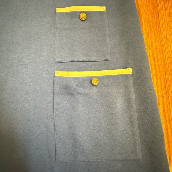 Tuckernuck XL Blue Knit Dress Gold Zipper Long Sleeve Preppy Mod Pockets - Picture 3 of 6